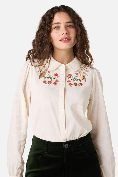 Owl Embroidered Blouse