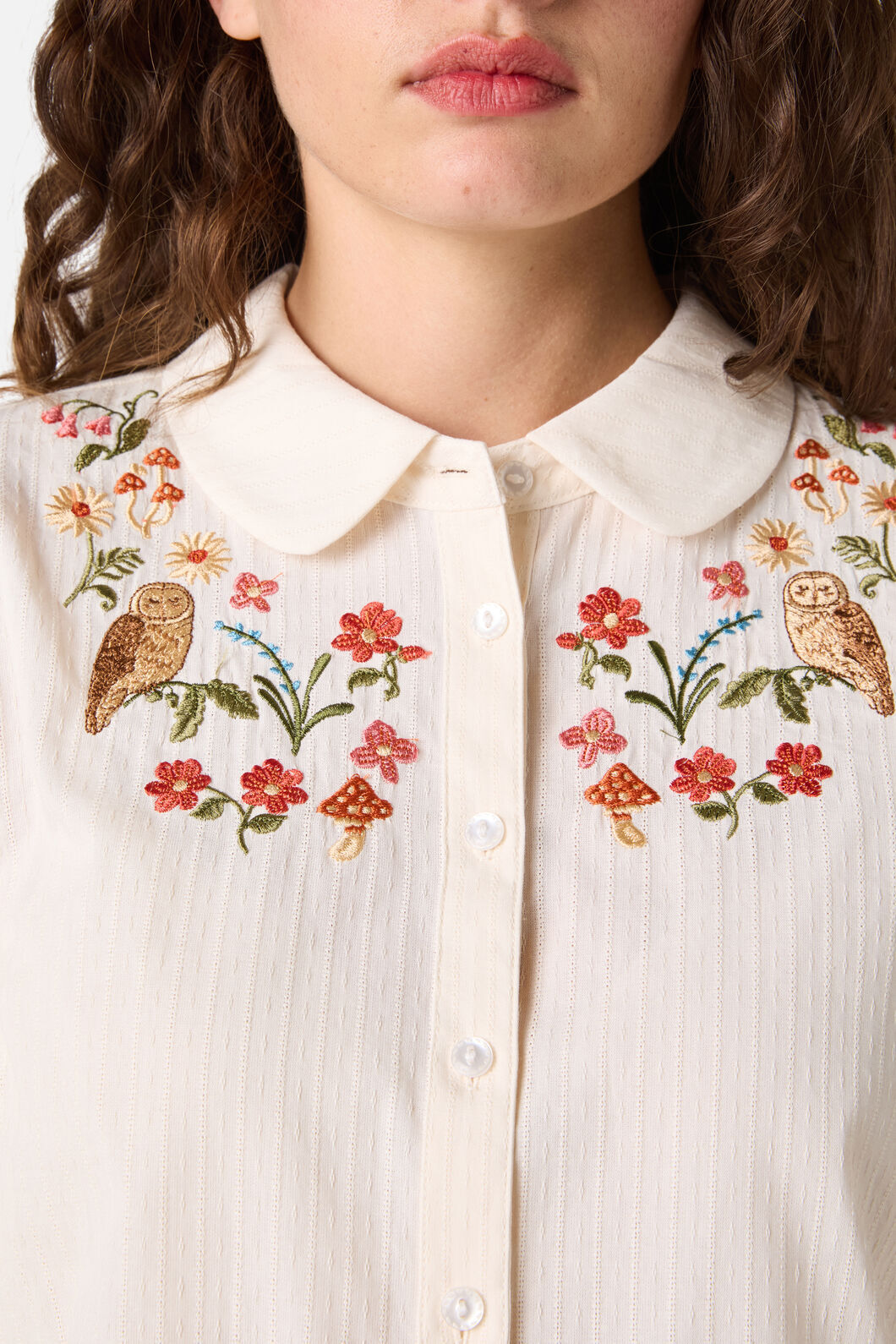 Owl Embroidered Blouse