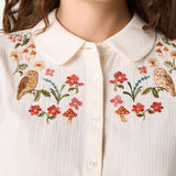 Owl Embroidered Blouse