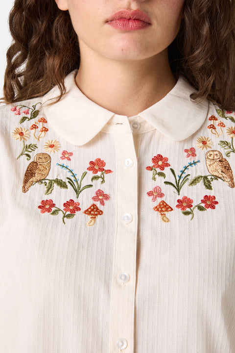 Owl Embroidered Blouse