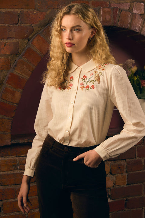 Owl Embroidered Blouse