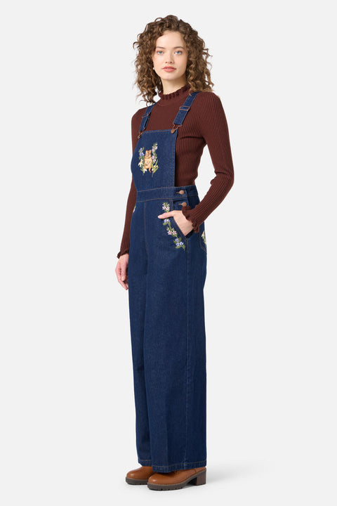 Quokka Embroidered Denim Overalls