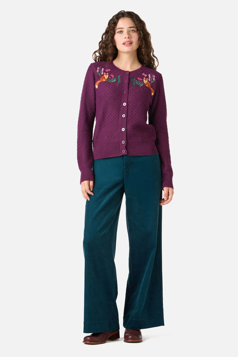Fox Embroidered Cardigan