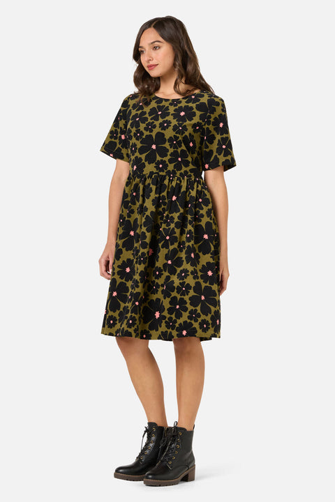 Donna Flower Cord Smock Dress