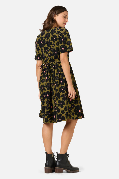 Donna Flower Cord Smock Dress