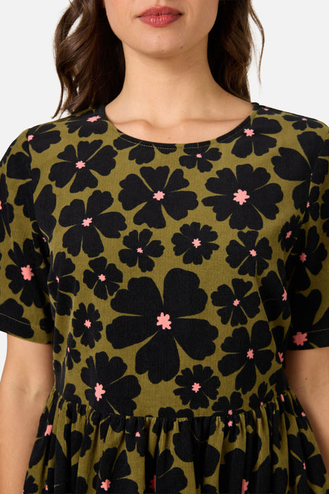 Donna Flower Cord Smock Dress