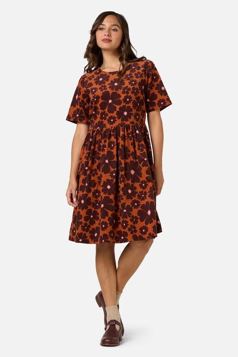 Donna Flower Cord Smock Dress
