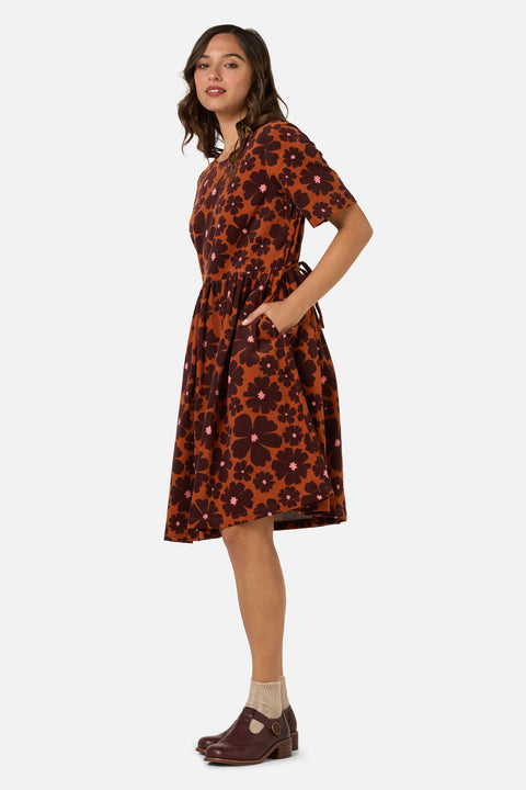 Donna Flower Cord Smock Dress