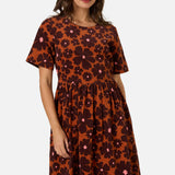 Donna Flower Corduroy Smock Dress