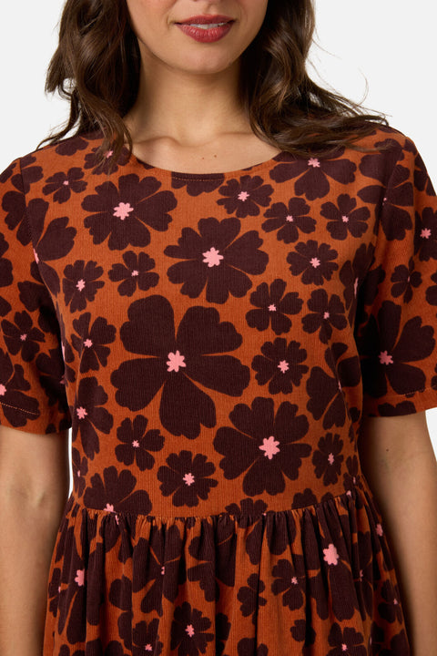 Donna Flower Cord Smock Dress