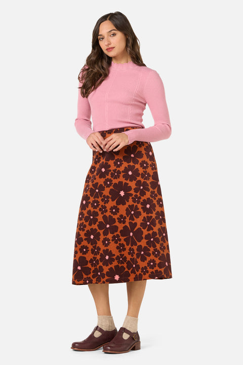 Donna Flower Corduroy Skirt