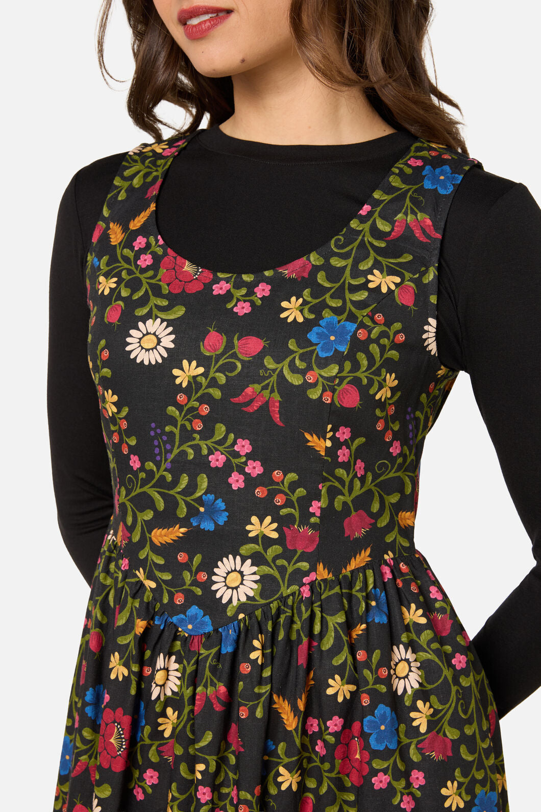 Joelle Folk Floral Sleeveless Midi Dress