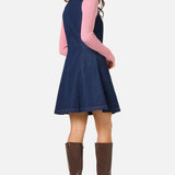 Joelle Embroidered Denim Pinafore Dress