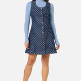 Polka Spot Denim Pinny Dress