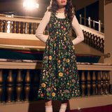 Midnight Garden Sleeveless Midi Dress