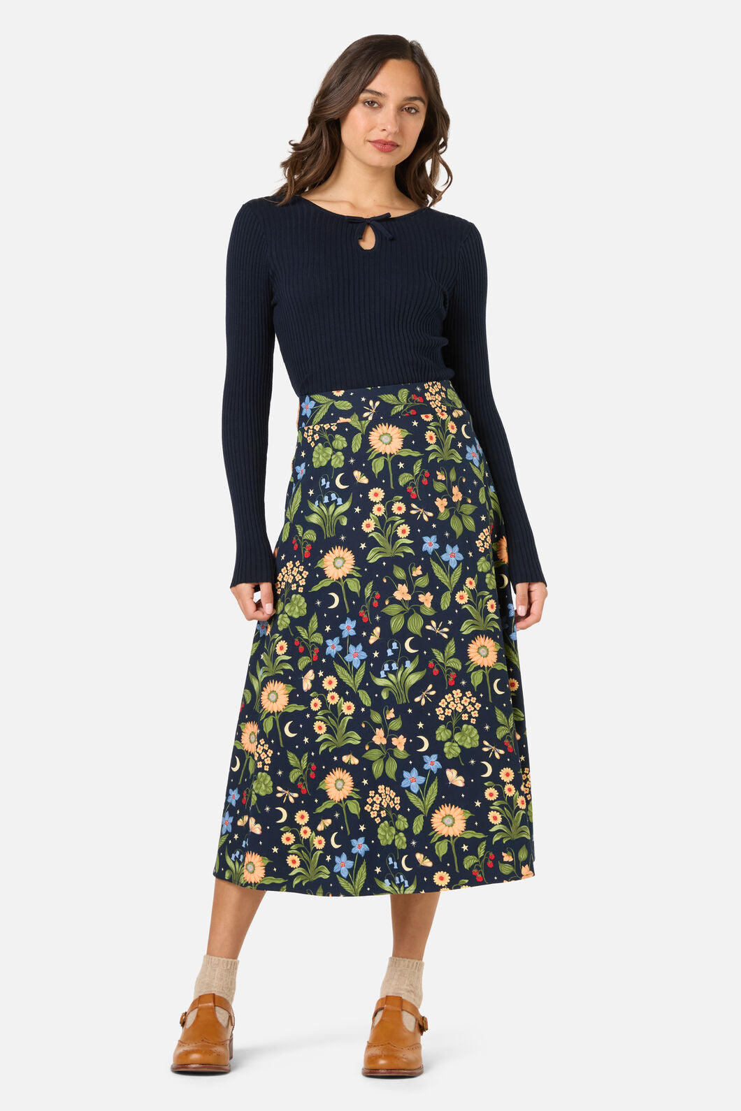 【新品未使用】maddermadder walk in garden skirt Midnight Garden Midi Skirt – ModCloth