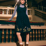 Midnight Garden Embroidered Corduroy Dress