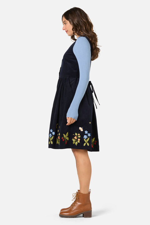 Midnight Garden Embroidered Cord Dress