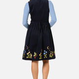 Midnight Garden Embroidered Corduroy Dress