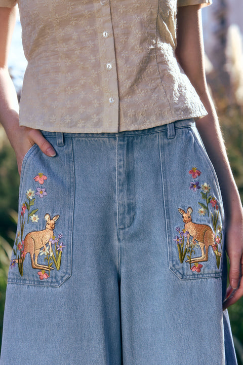 Kangaroo Embroidered Culotte