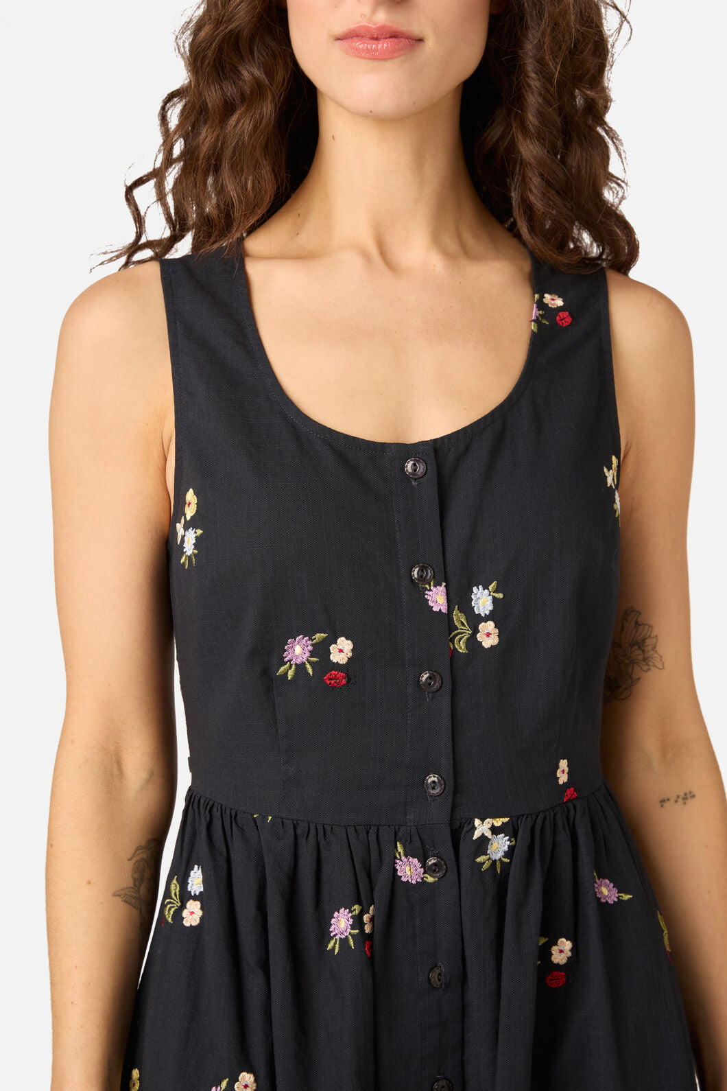 Ladybug Embroidered Midi Dress