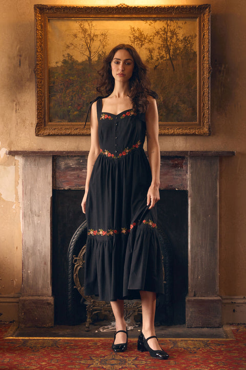 90'S Posy Embroidered Dress