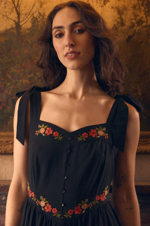 90'S Posy Embroidered Dress
