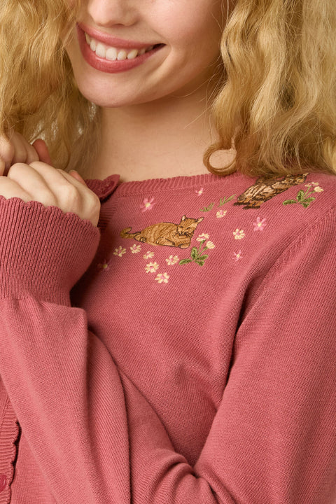 Cats Embroidered Cardigan
