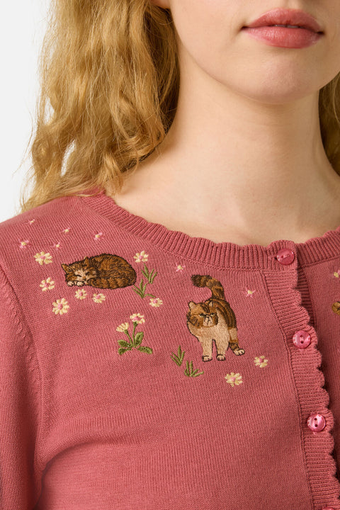 Cats Embroidered Cardigan