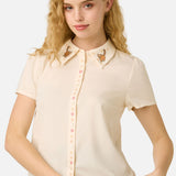 Cute Cats Embroidered Blouse