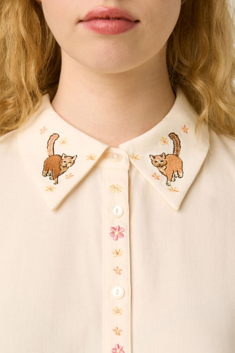 Cats Embroidered Blouse