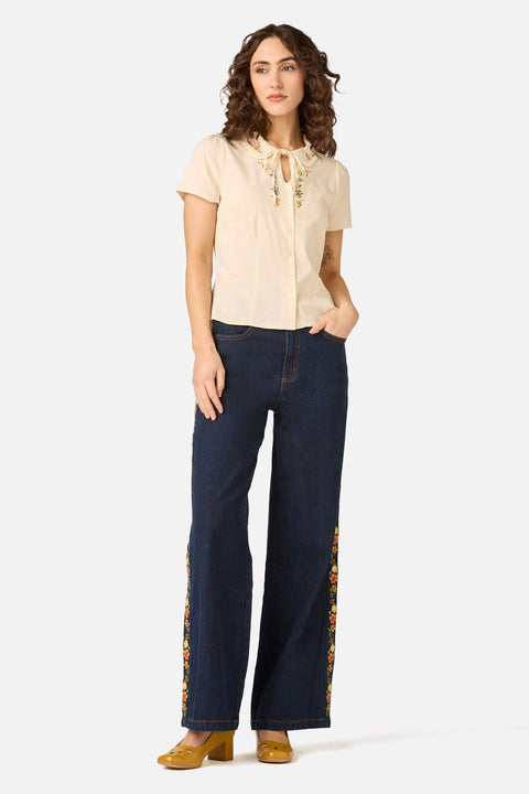 90'S Posy Embroidered Blouse