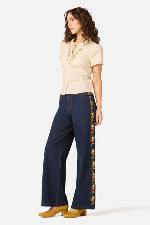 90'S Posy Embroidered Blouse