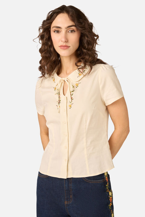90'S Posy Embroidered Blouse