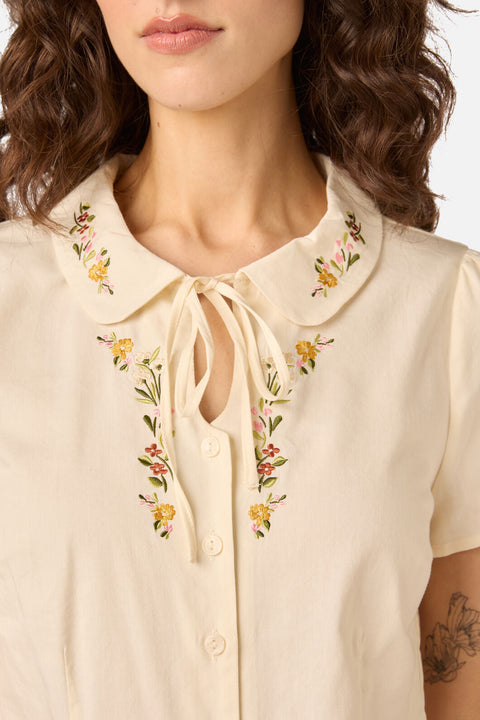 90'S Posy Embroidered Blouse