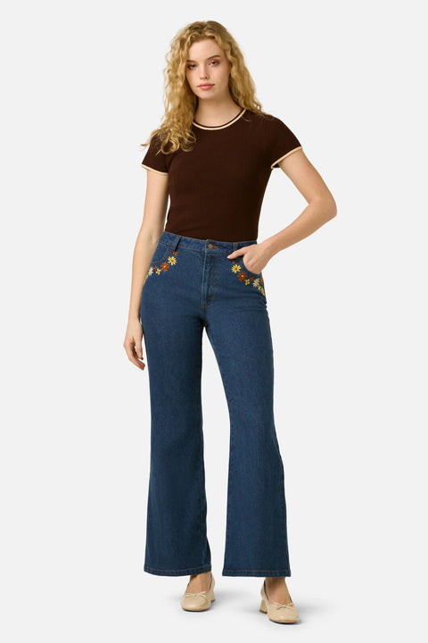 Twiggy Floral Embroidered Jean