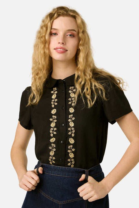 Luxe Fleur Embroidered Blouse
