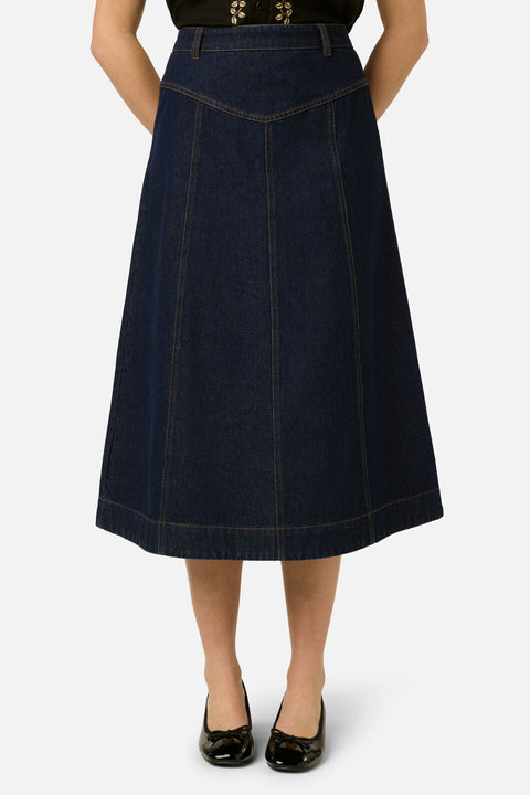 Olinda Denim Midi Skirt