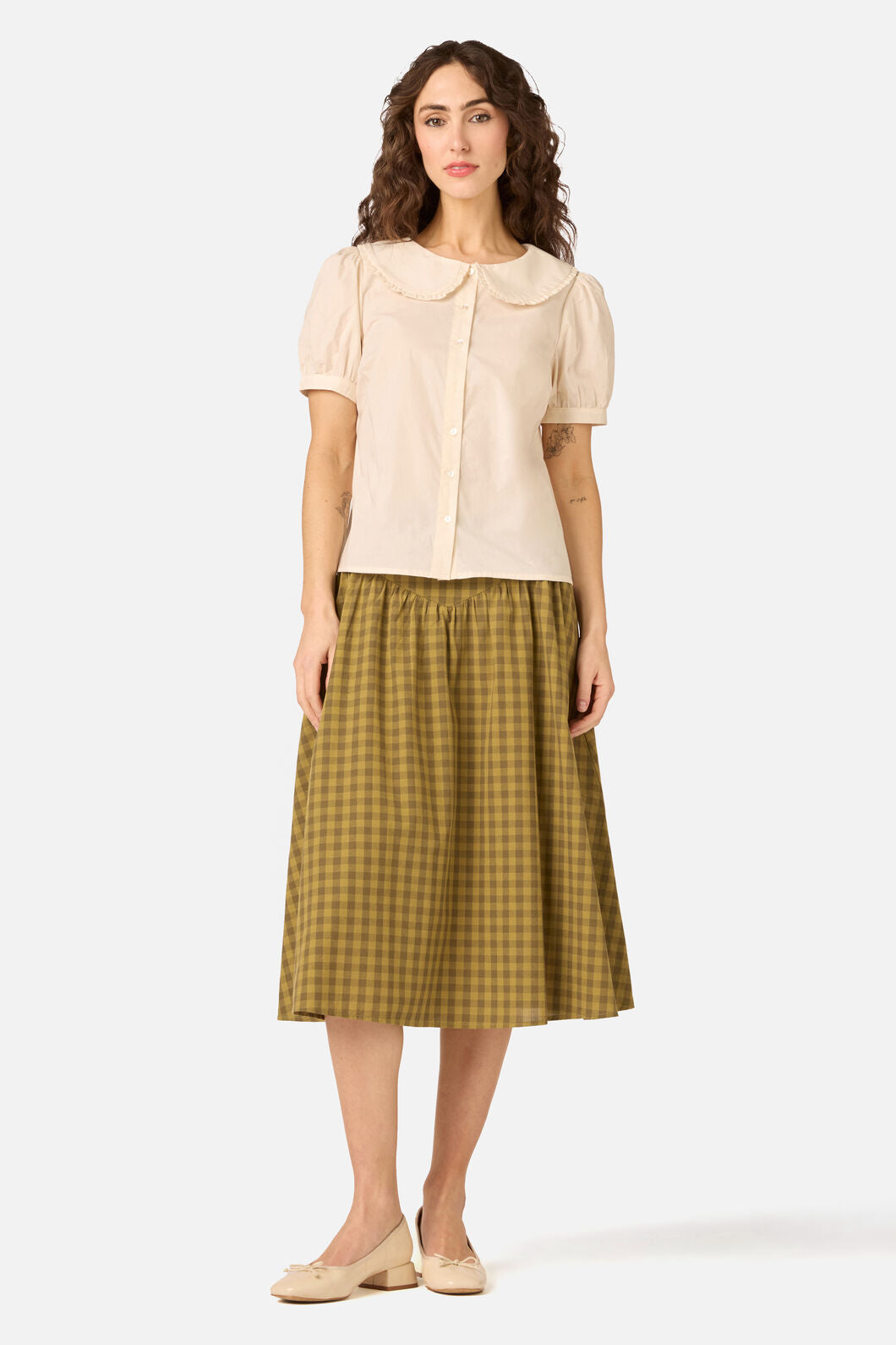 Billie Check Yoke Midi Skirt