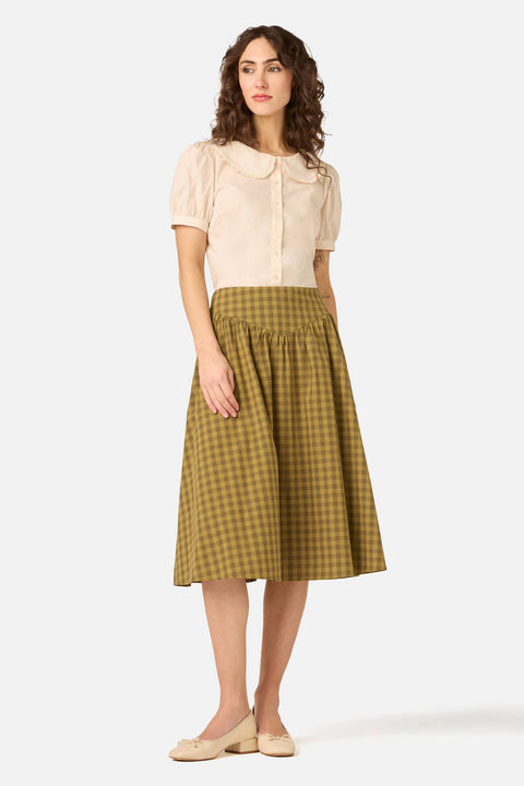 Billie Check Yoke Midi Skirt