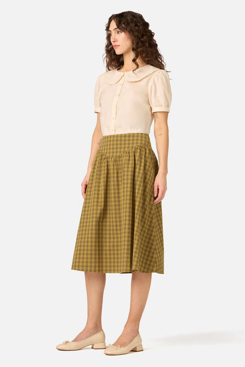 Billie Check Yoke Midi Skirt