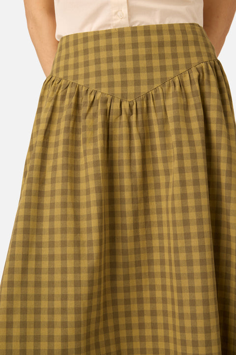 Billie Check Yoke Midi Skirt