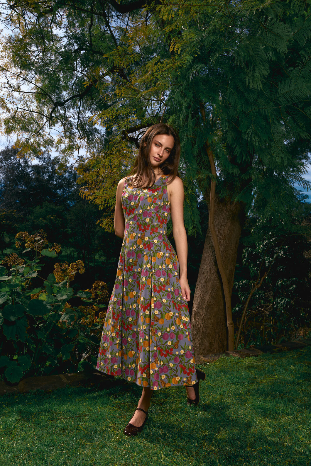 Butterfly & Fruit Midi Dress