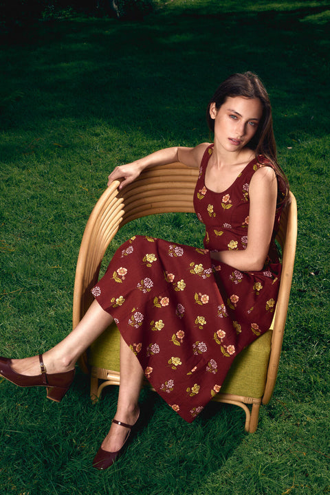 Meika 90S Flower Midi Dress