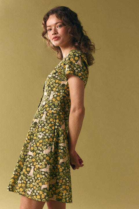 Dogs & Flowers Mini Dress