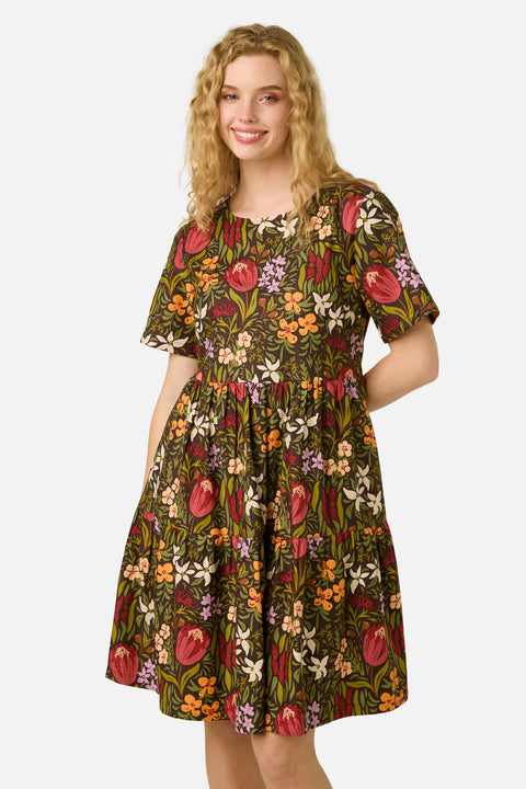 Mira Native Flora Smock Dress