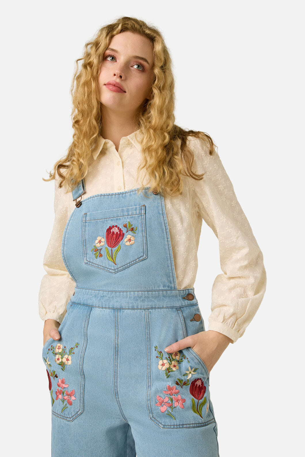 Native Flora Embroidered Overalls