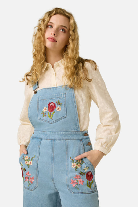 Native Flora Embroidered Overall