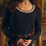 Ada Long Sleeve Lace Trim Top