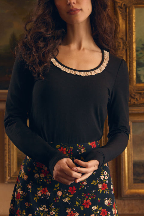 Ada Long Sleeve Lace Trim Top